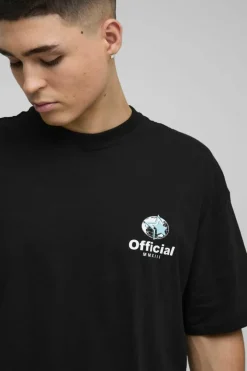 Oversized Official Globe Star Print T-Shirt