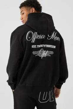 Oversized Official Man Print Hoodie