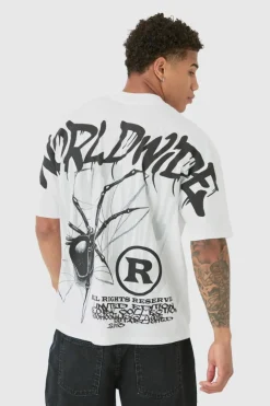 Oversized Over Seam Spider Back Print T-shirt