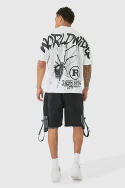 Oversized Over Seam Spider Back Print T-shirt