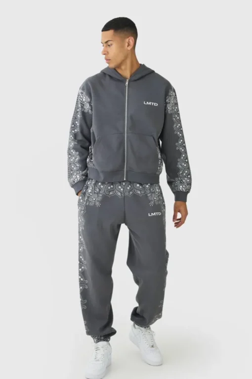 Oversized Paisley Border Printed Tracksuit