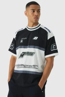 Oversized Panelled Motor Sport T-shirt