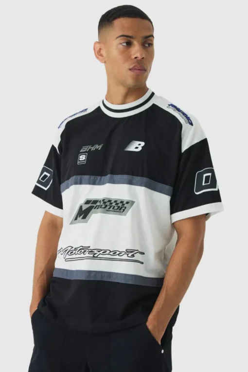 Oversized Panelled Motor Sport T-shirt