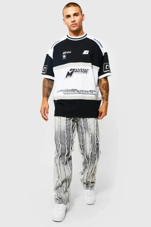 Oversized Panelled Motor Sport T-shirt