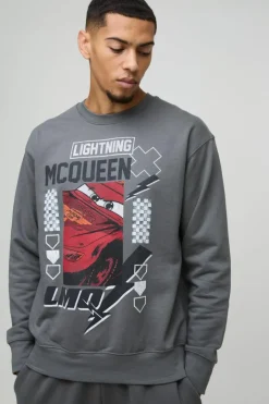 Oversized Pixar Cars License Print Sweatshirt
