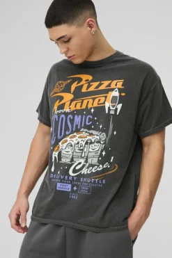 Oversized Pixar Toy Story Aliens Wash License Print T-Shirt