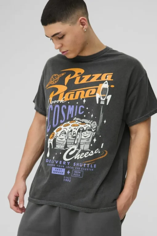 Oversized Pixar Toy Story Aliens Wash License Print T-Shirt