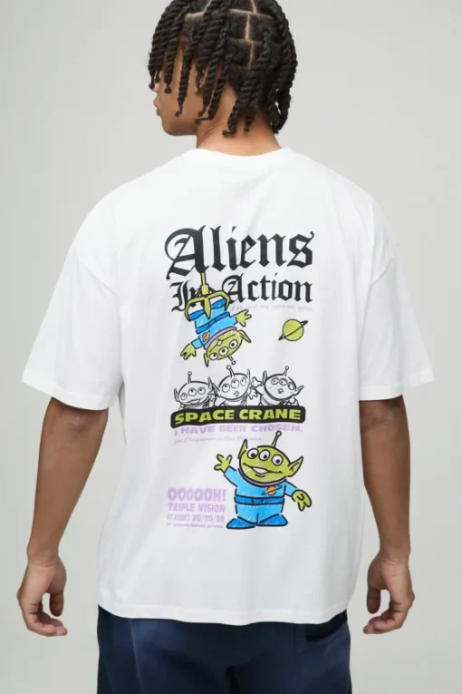 Oversized Pixar Toy Story Aliens License Print T-Shirt