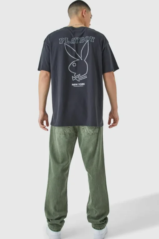 Oversized Playboy Rhinestone License T-shirt