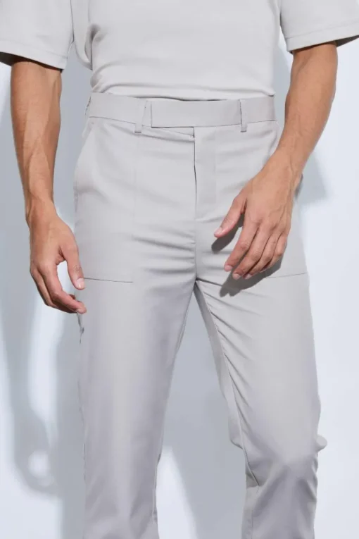 Oversized Pocket Flared Tailored Trousers