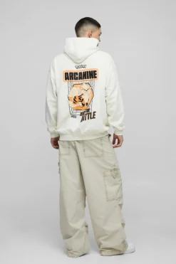 Oversized Pokemon Arcanine License Wash Print Hoodie