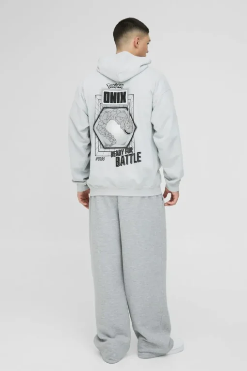 Oversized Pokemon Onix License Wash Print Hoodie
