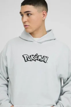 Oversized Pokemon Onix License Wash Print Hoodie