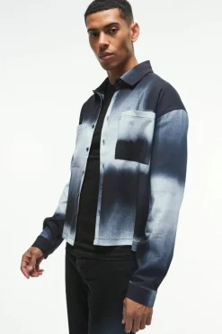 Oversized Printed Pleated Revere Boxy Shirt