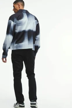 Oversized Printed Pleated Revere Boxy Shirt