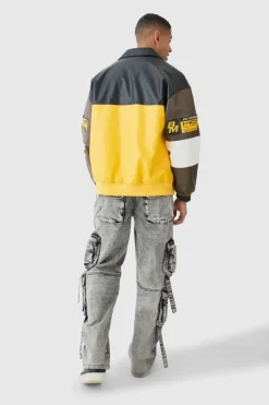 Oversized PU Badge Moto Jacket