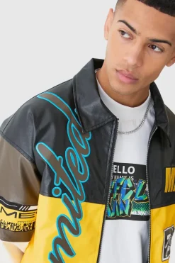 Oversized PU Badge Moto Jacket