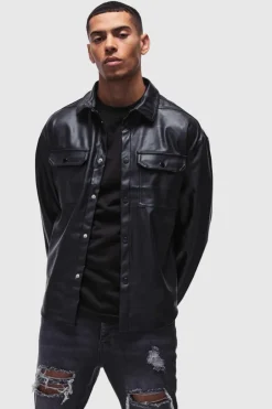 Oversized PU Long Sleeve Overshirt