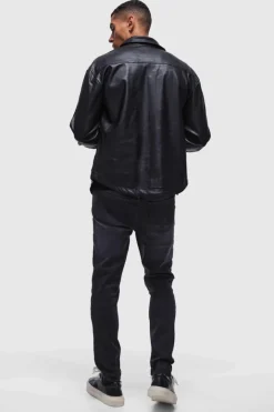 Oversized PU Long Sleeve Overshirt