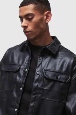 Oversized PU Long Sleeve Overshirt