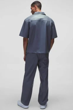 Oversized Pu Short Sleeve Set