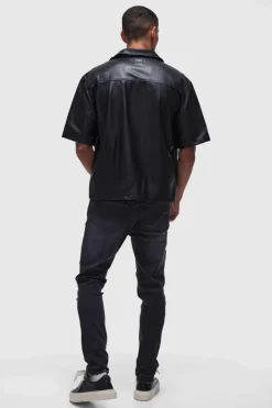 Oversized PU Short Sleeve Overshirt