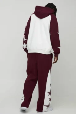 Oversized Raglan Homme Star Gusset Zip Through Hooded Tracksuit