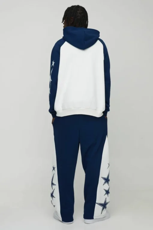 Oversized Raglan Homme Star Gusset Zip Through Hooded Tracksuit