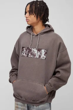 Oversized Renaissance Box Graphic Washed Hoodie