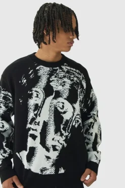 Oversized Renaissance Face Knit Jumper