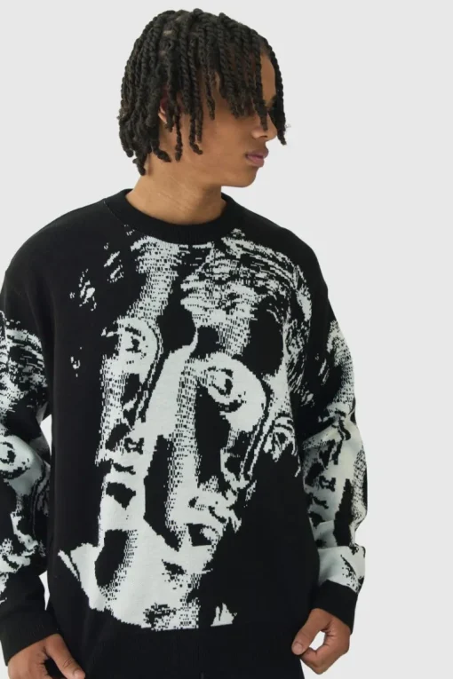 Oversized Renaissance Face Knit Jumper