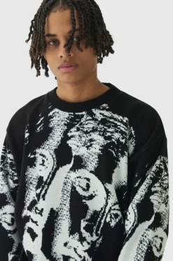 Oversized Renaissance Face Knit Jumper