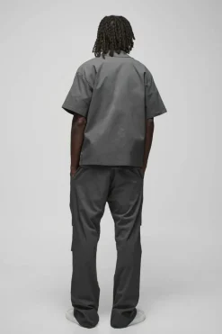 Oversized Revere Bengaline Shirt & Pleated Straight Stacked Trouser Set