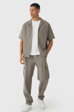 Oversized Revere Bengaline Shirt & Cargo Trouser Set