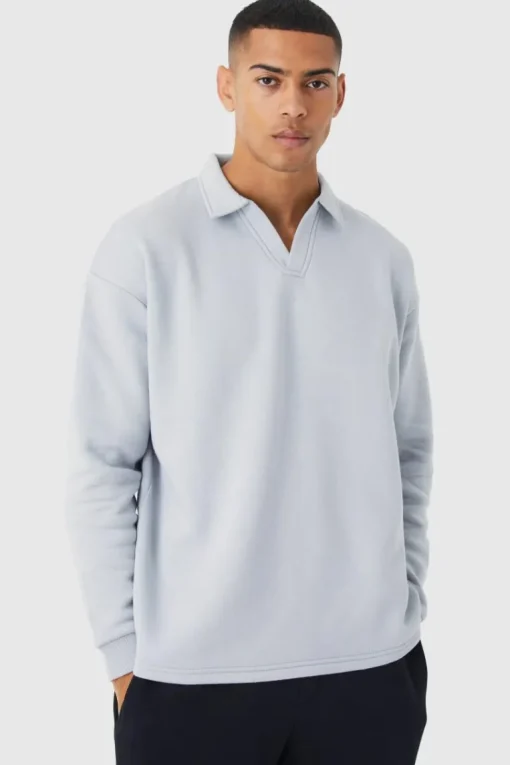 Oversized Revere Neck Rugby Polo