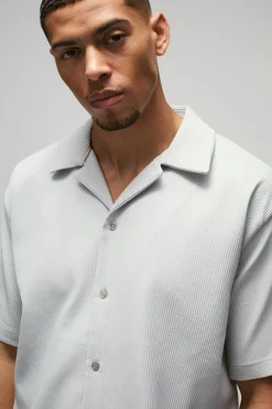 Oversized Short Sleeve Pleated Shirt & Straight Trouser