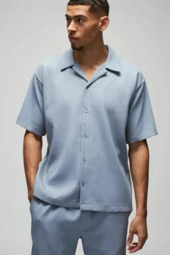 Oversized Short Sleeve Pleated Shirt & Straight Trouser Set