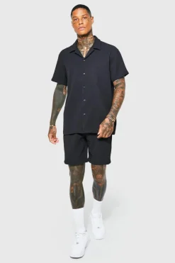 Oversized Short Sleeve Pleated Shirt And Short
