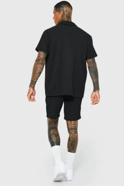 Oversized Short Sleeve Pleated Shirt And Short