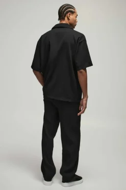 Oversized Short Sleeve Pleated Shirt & Relaxed Fit Trouser