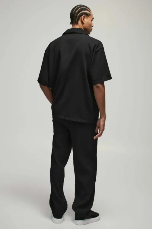Oversized Short Sleeve Pleated Shirt & Relaxed Fit Trouser