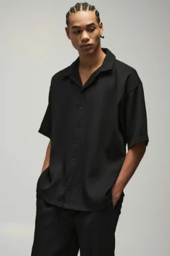 Oversized Short Sleeve Pleated Shirt & Relaxed Fit Trouser