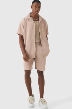 Oversized Short Sleeve Pleated Shirt And Short