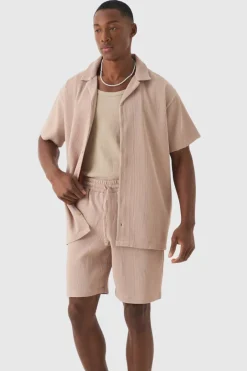 Oversized Short Sleeve Pleated Shirt And Short