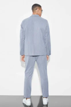 Oversized Single Breasted Stripe Suit Jacket