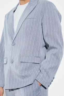 Oversized Single Breasted Stripe Suit Jacket