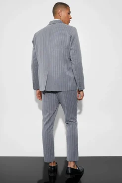 Oversized Single Breasted Stripe Suit Jacket