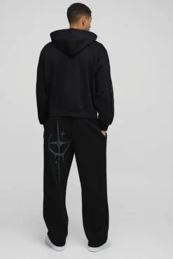 Oversized Skeleton Puff Print Zip Through Hoodie