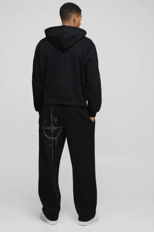 Oversized Skeleton Puff Print Zip Through Hoodie