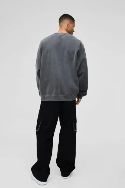 Oversized Sky Box Graphic Washed Sweatshirt